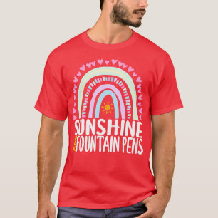 Camiseta Canetas Sunshine e Fountain Cute Rainbow Gift para