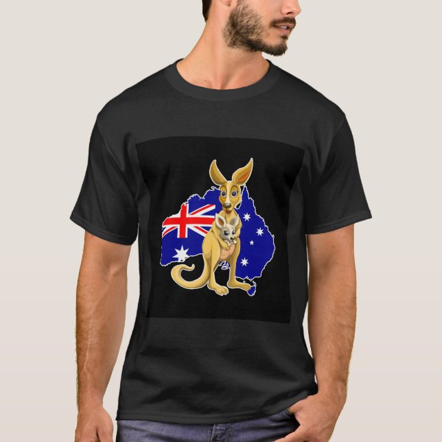 Camiseta Canguru Austrália desenho animado (Frente)