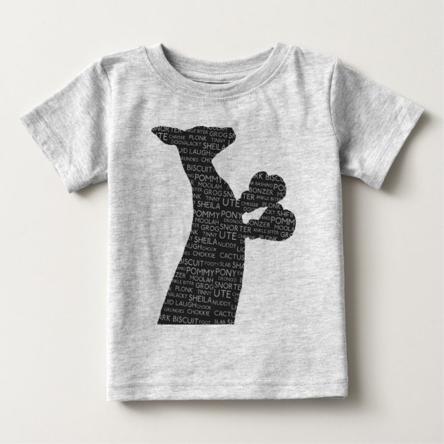 Camiseta Canguru australiano "in a box" com tipografia de g (Frente)