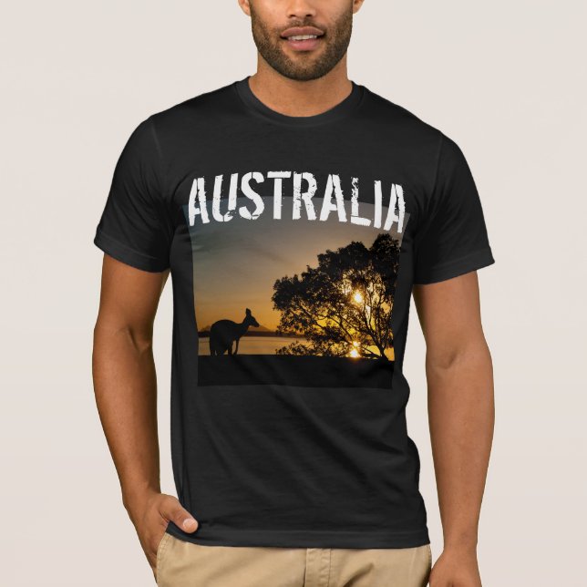 Camiseta Canguru negro ao pôr do sol na Austrália (Frente)