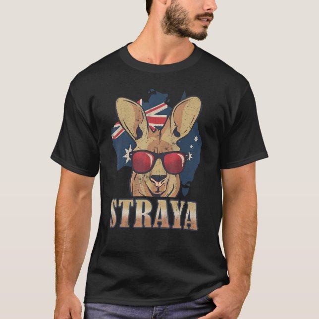 Camiseta Canguru Straya Mapa Patriótico Australiano Austrál (Frente)