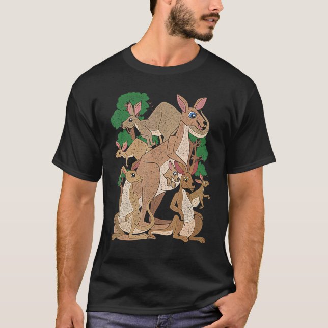 Camiseta Cangurus Austrália Animal  Árvores Aussie Canguru (Frente)