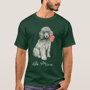 Camiseta Caniche padrão do rosa dos namorados