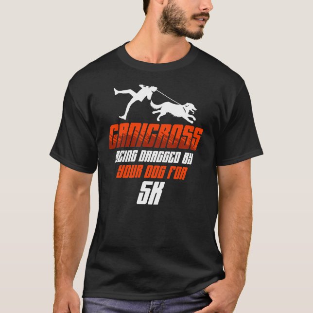 Camiseta Canicross Sendo Arrastado Para Cão De 5K Em Execuç (Frente)