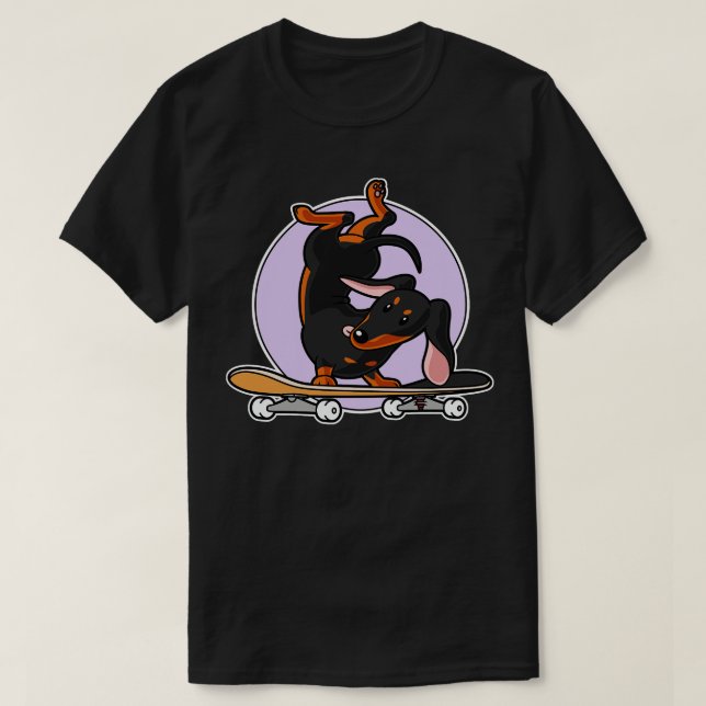 Camiseta Canina De Salsicha Preta De Dachshund (Frente do Design)