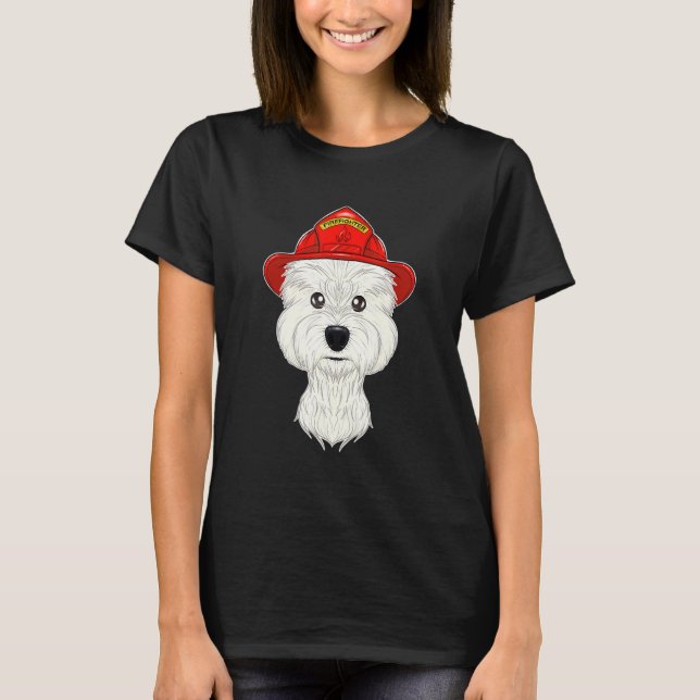 Camiseta Canine I Fireman Dog I Bombeiro West Highland T (Frente)