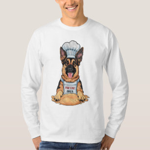 Camiseta Canino Culinário: Pastor Alemão Baker Com Folha