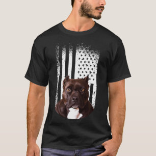 Camiseta Canino Pitbull Bandeira Americana Pitbull Terrier