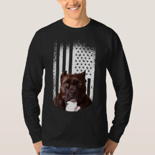 Camiseta Canino Pitbull Bandeira Americana Pitbull Terrier
