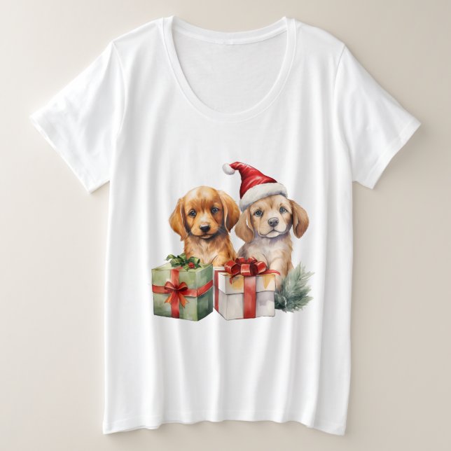Camiseta Caninos De Natal Com Presentes (Frente do Design)