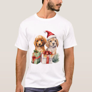 Camiseta Caninos De Natal Com Presentes