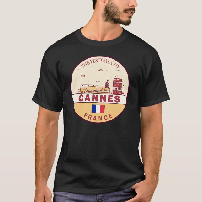 Camiseta Cannes France City Skyline Emblem (Frente)