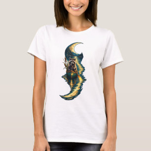 Camiseta Canoa de Guaxinim sob o Lago ao Luar