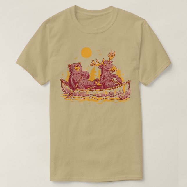 Camiseta Canoa de Urso Florestal de Moose (Frente do Design)