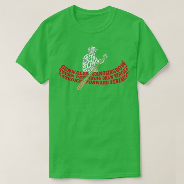 Camiseta Canoagem de Tipografia de Arte de Palavras (Frente do Design)