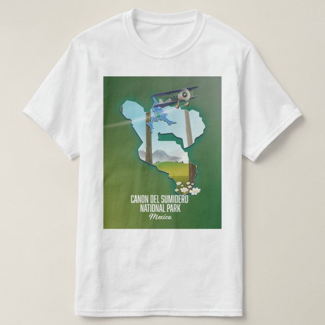 Camiseta Canon del Sumidero, mapa do méxico (Frente do Design)
