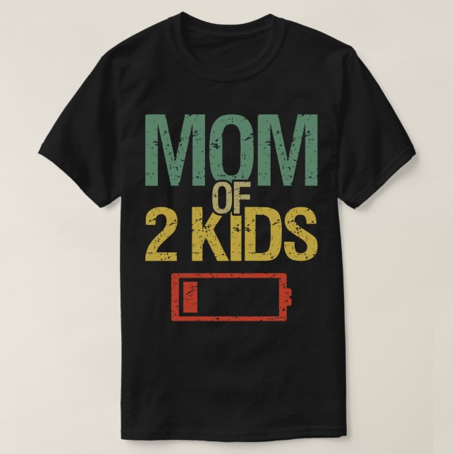 Camiseta Cansada Mãe De 2 Crianças I (Frente do Design)