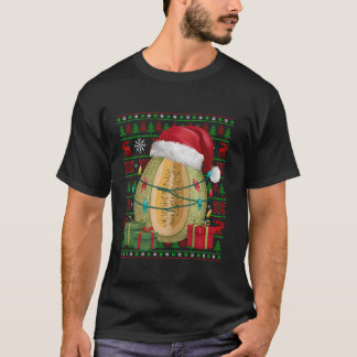 Camiseta Cantaloupe Fruta Xmas Lights Ugly Papai noel Canta