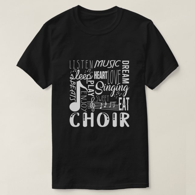 Camiseta Cantando Coro Chorus Choral Music Notes Clef Gift (Frente do Design)