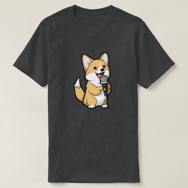 Camiseta Cantando em Cute Corgi (Frente do Design)