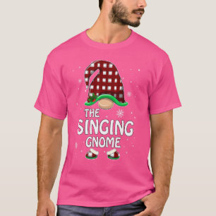 Camiseta Cantando Gnome Buffalo Red Xadrez Matching Family