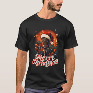 Camiseta Cantando Microfone Música Adorando Feliz Natal Si