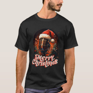 Camiseta Cantando Microfone Música Adorando Feliz Natal Si