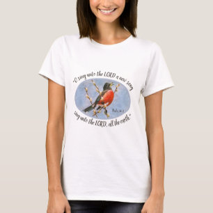 Camiseta Cantando Robin Songbird com Salmo Verso Bíblia 96: