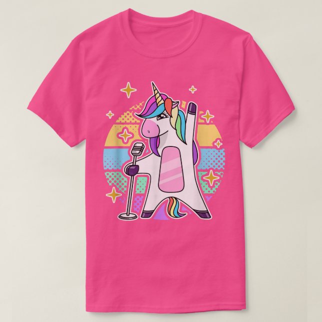 Camiseta Cantando Unicorn Singer Music Unicorn (Frente do Design)