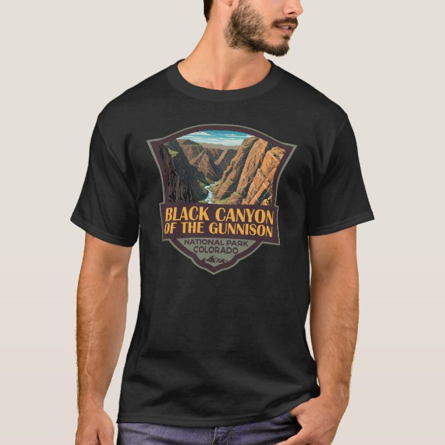 Camiseta Cantão Negro Da Arte Do Parque Nacional De Gunniso (Frente)