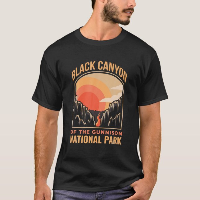Camiseta Cantão Negro Do Parque Nacional Gunnison, US Colo (Frente)