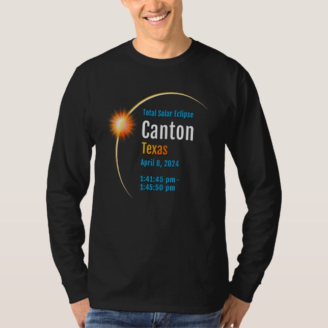 Camiseta Cantão Texas Tx Total Solar Eclipse 2024 1 (Frente)