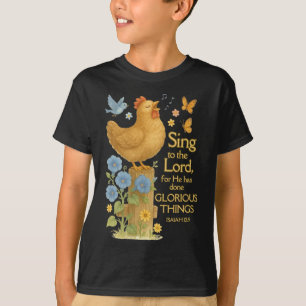 Camiseta Cante Para o Senhor - Desenho Cristão de Franga Fo