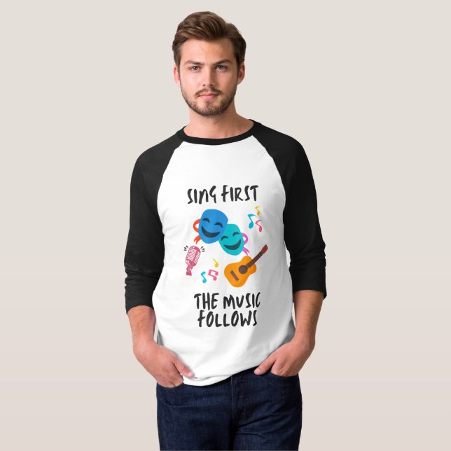 Camiseta Cante Primeiro A Música Segue (Frente Completa)