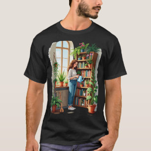 Camiseta Cantinho de leitura de livros de jardinagem da mam