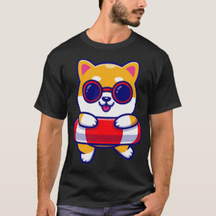 Camiseta Cantinho de Nadação de Cães de Shiba Inu Cute