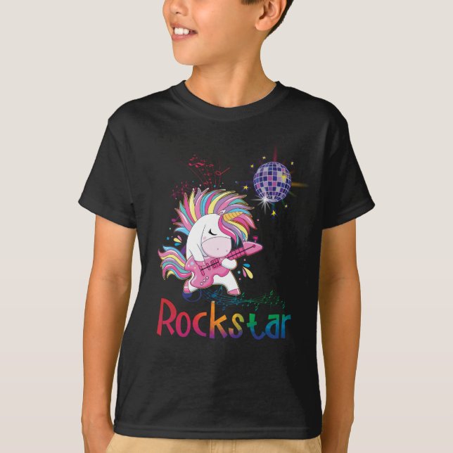 Camiseta Cantor de Música de Rockin', estrela do Unicorn Ro (Frente)
