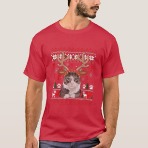 Camiseta Cantor de Natal Gato Reindeer Feio