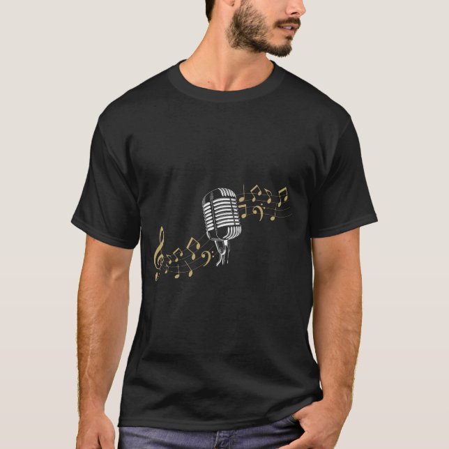 Camiseta Cantor Microphone Musical Notes Karaoke amante (Frente)