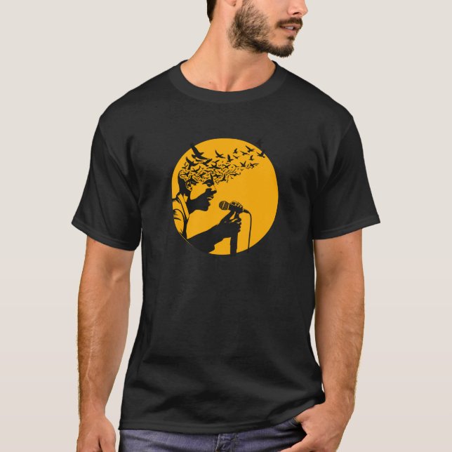 Camiseta Cantora Silhouette com Aves (Frente)