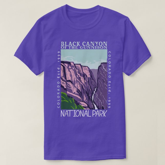 Camiseta Canyon Negro Da Colorida Nacional Do Parque Gunnis (Frente do Design)