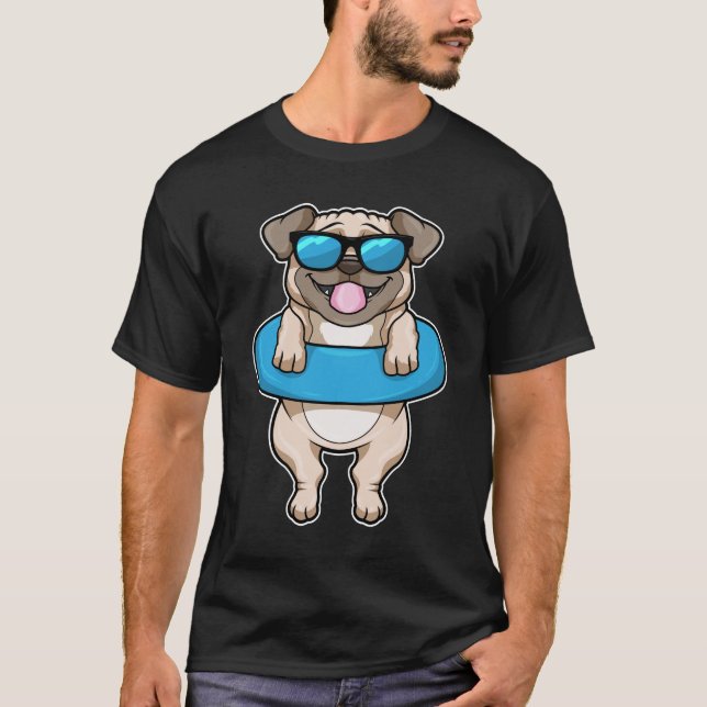 Camiseta Cão a Nadar com anel de Natação (Frente)