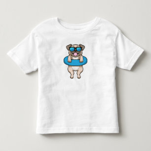 Camiseta Cão a Nadar com anel de Natação