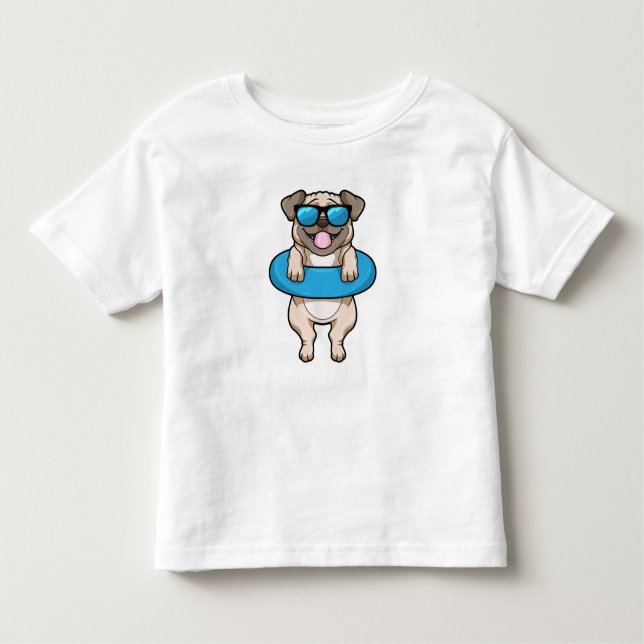 Camiseta Cão a Nadar com anel de Natação (Frente)