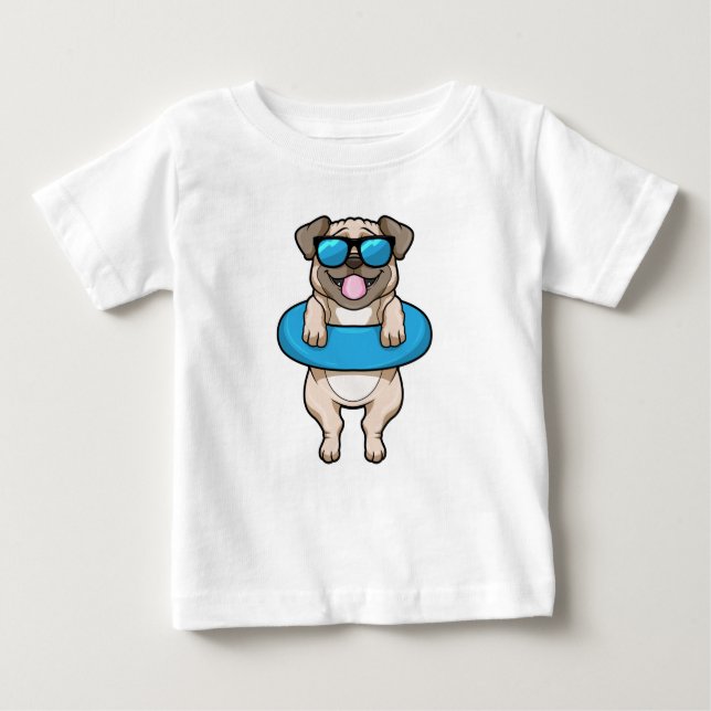 Camiseta Cão a Nadar com anel de Natação (Frente)