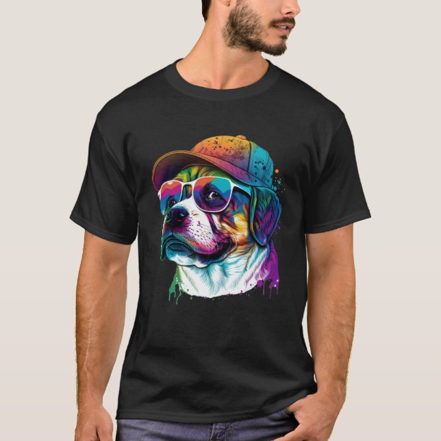 Camiseta Cão-Abstrato Cão-Cana-Cana-de-Pestana 28 (Frente)