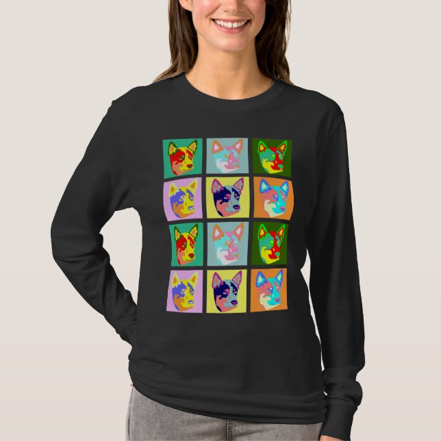 Camiseta Cão australiano do gado do pop art (Frente)