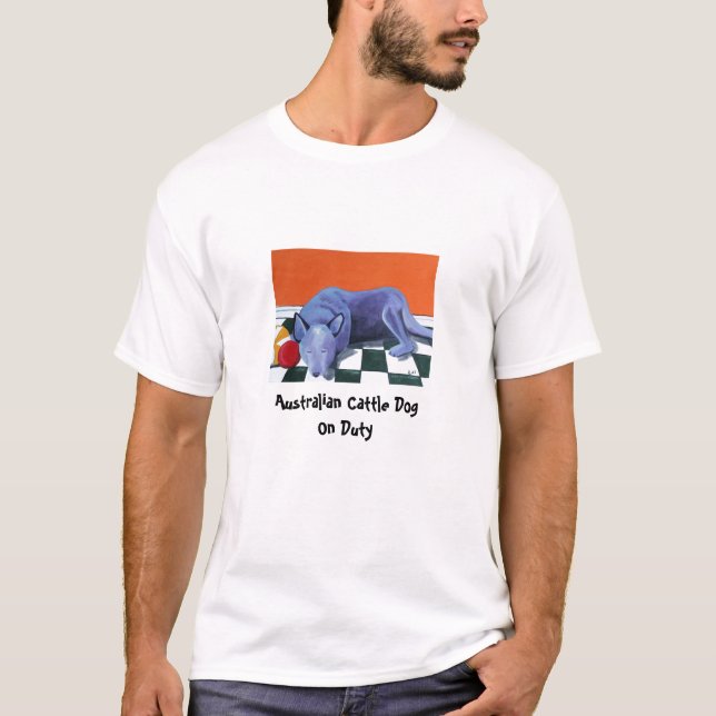 Camiseta Cão australiano do gado no dever (Frente)