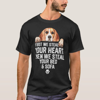 Camiseta Cão beagle Rouba seu coração Rouba sua cama e seu 