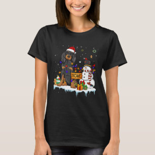 Camiseta Cão Black And Tan Coonhound Com Chapéu De Natal Ch